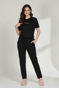 Zivame 2 Mile Fashion Knit Cotton Loungewear Set - Black Beauty — thumbnail 3